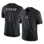 C.Bengals #9 Joe Burrow Player Black Reflective Limited Game Gdoa Stitched Jerseys