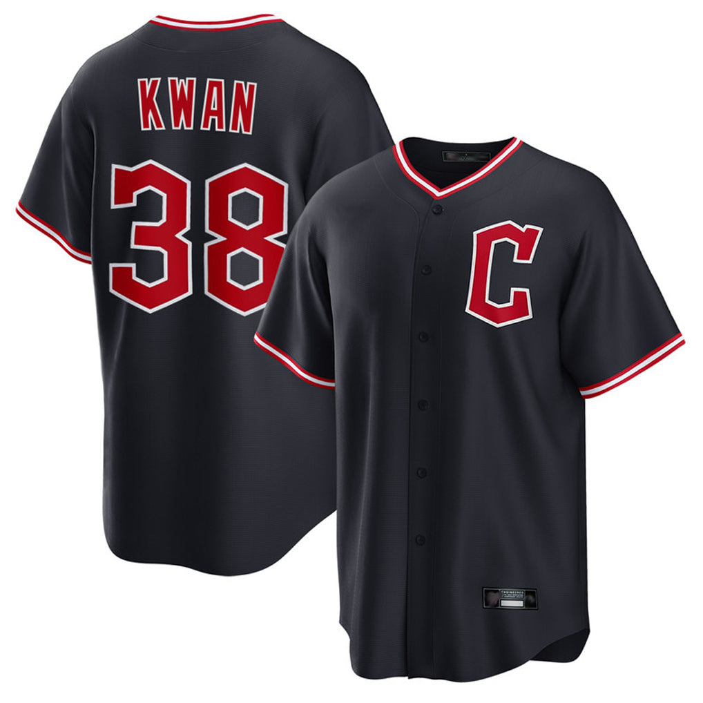 C.Guardians #38 Steven Kwan Player Navy Home Game Gdoa Stitched Jerseys