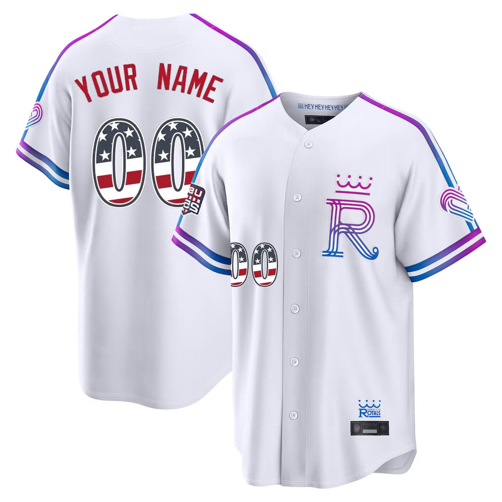 Custom KC.Royals White 2026 City Connect USA 250 Limited Home Game Any Name & Number Gdoa Stitched Jerseys