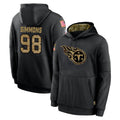 T.Titans #98 Jeffery Simmons Player Black Salute to Service Sideline Performance Pullover Hoodies Home Game Gdoa Stitched Jerseys