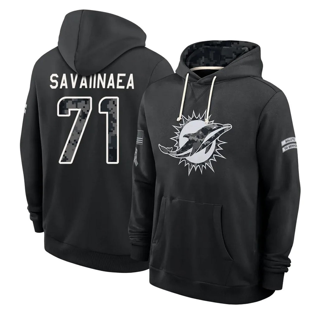 M.Dolphins #72 Jonah Savaiinaea Player 2026 Black Logo Pullover Hoodies Limited Game Gdoa Stitched Jerseys