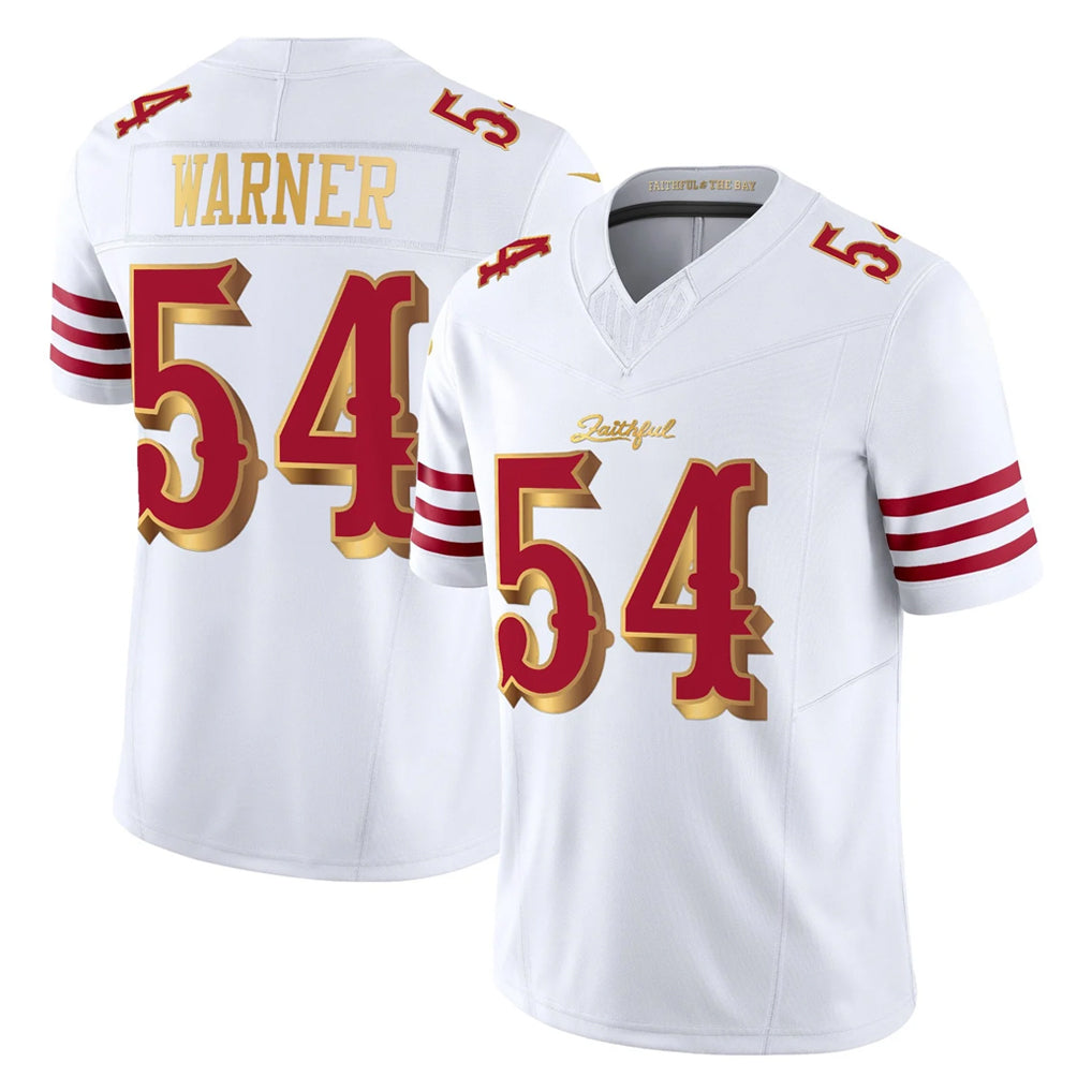 SF.49ers #54 Fred Warner Player White 2025 Rivalries Collection Game Limited Gdoa Stitched Jerseys