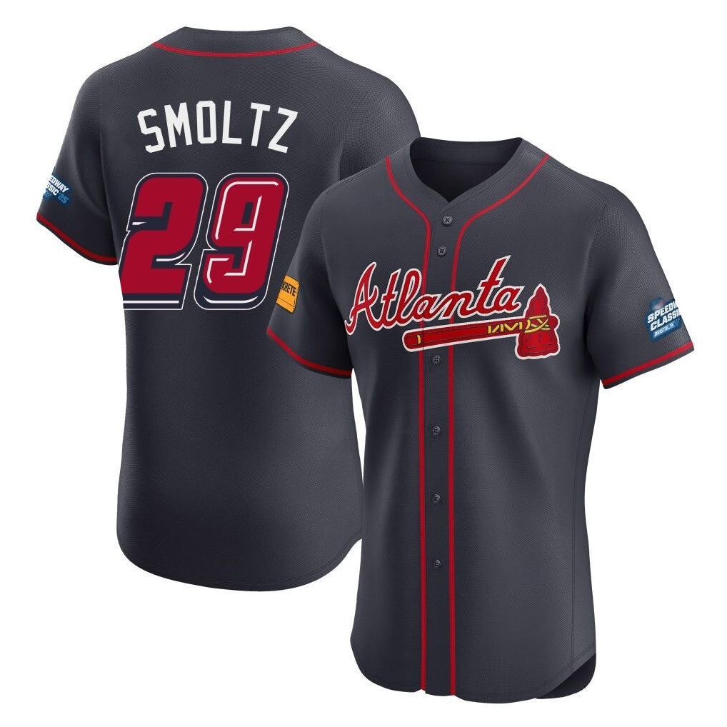 A.Braves #29 John Smoltz Player Navy 2025 Speedway Classic Limited Elite Home Game Gdoa Stitched Jerseys