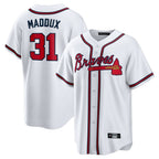 A.Braves #31 Greg Maddux Player White Home Game Gdoa Stitched Jerseys