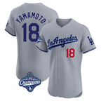 LA.Dodgers #18 Yoshinobu Yamamoto Player Gray World Series Meet Limited Elite Home Fdoa Stitched Jerseys