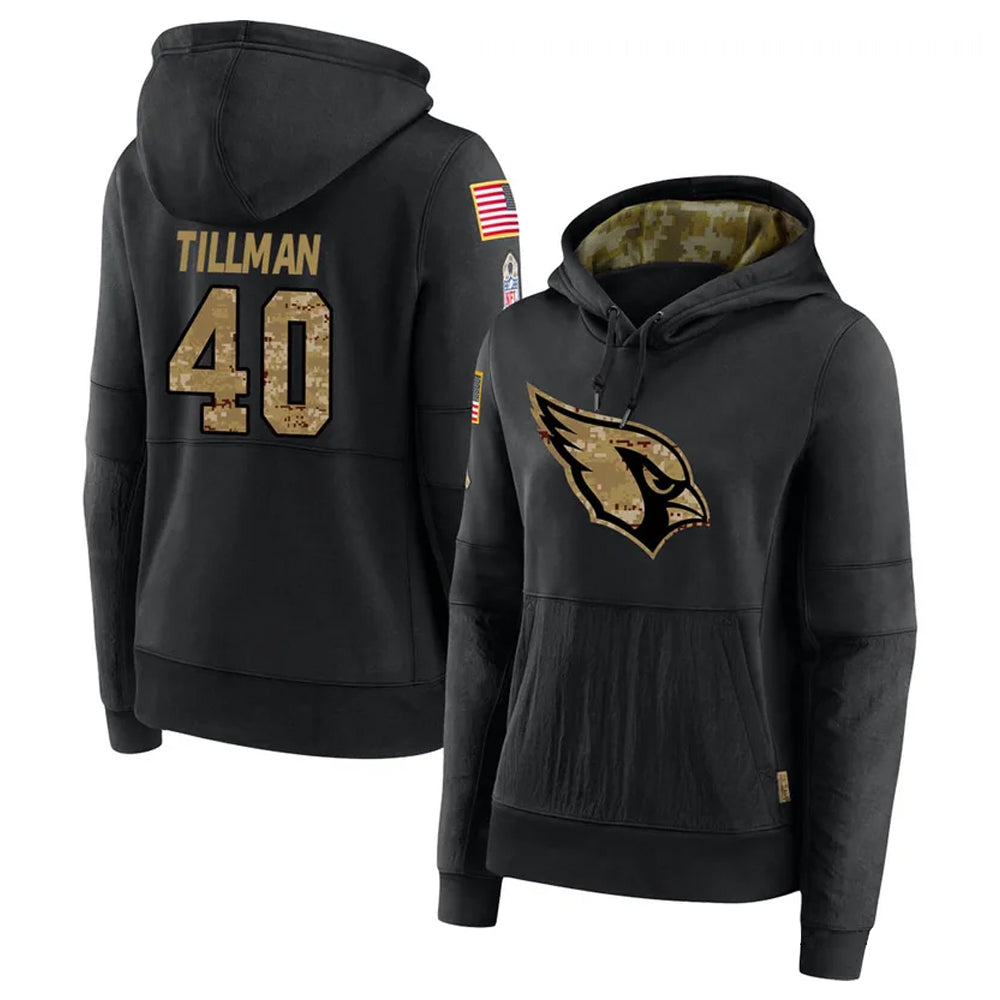 A.Cardinals #40 Pat Tillman Player Black Salute to Service Limited Hoodie Gdoa Stitched Jerseys