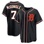 D.Tigers #7 Kevin McGonigle Player Black Fashion Out Home Game Gdoa Stitched Jerseys