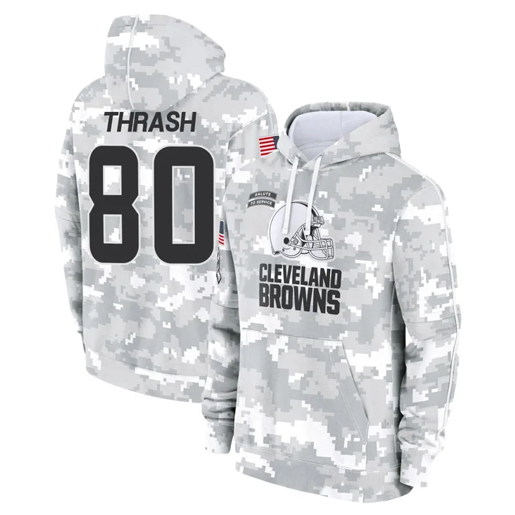 C.Browns #80 Jamari Thrash Player Arctic Camo Salute to Service Hoodies Limited Game Gdoa Stitched Jerseys
