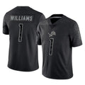 D.Lions #1 Jameson Williams Player Black Reflective Limited Home Game Gdoa Stitched Jerseys