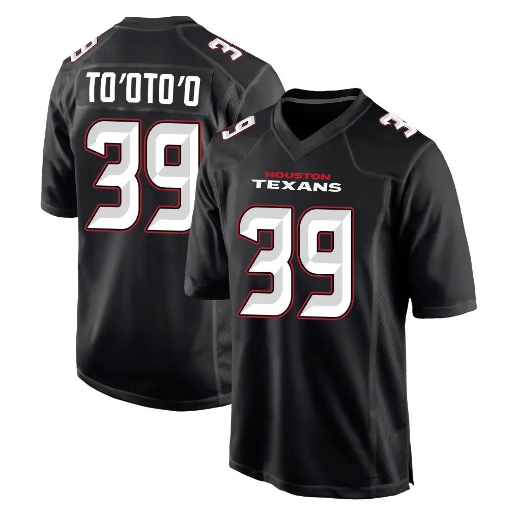 H.Texans #39 Henry To'oTo'o Player Carbon Black Fashion Home Game Gdoa Stitched Jerseys