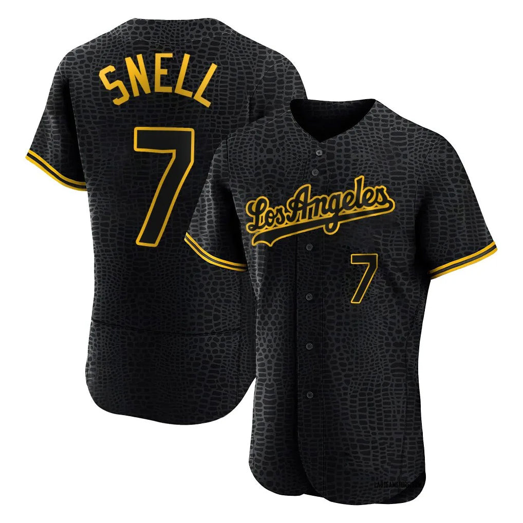 LA.Dodgers #7 Blake Snell Player Black Snake Skin City Limited Elite Home Fdoa Stitched Jerseys