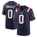 NE.Patriots #0 Christian Gonzalez Player Navy Home Game Gdoa Stitched Jerseys