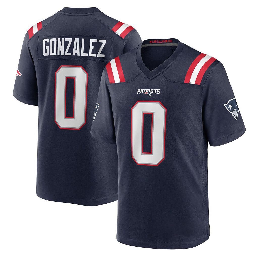 NE.Patriots #0 Christian Gonzalez Player Navy Home Game Gdoa Stitched Jerseys