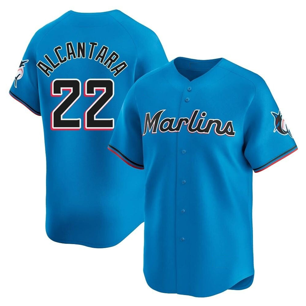 M.Marlins #22 Sandy Alcantara Player Blue Home Limited Fdoa Stitched Jerseys