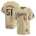 A.Diamondbacks #51 Randy Johnson Player Tan City Connect Limited Home Game Gdoa Stitched Jerseys