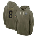 LV.Raiders #8 Kirk Cousins Player Olive Salute to Service Pullover Hoodies Limited Gdoa Stitched Jerseys
