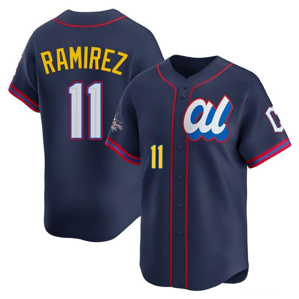 C.Guardians #11 Jose Ramirez Player Navy American League All-Star Edition Limited Home Gdoa Stitched Jerseys