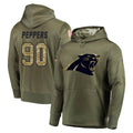 C.Panthers #90 Julius Peppers Player Olive Salute to Service Hoodies Gdoa Stitched Jerseys