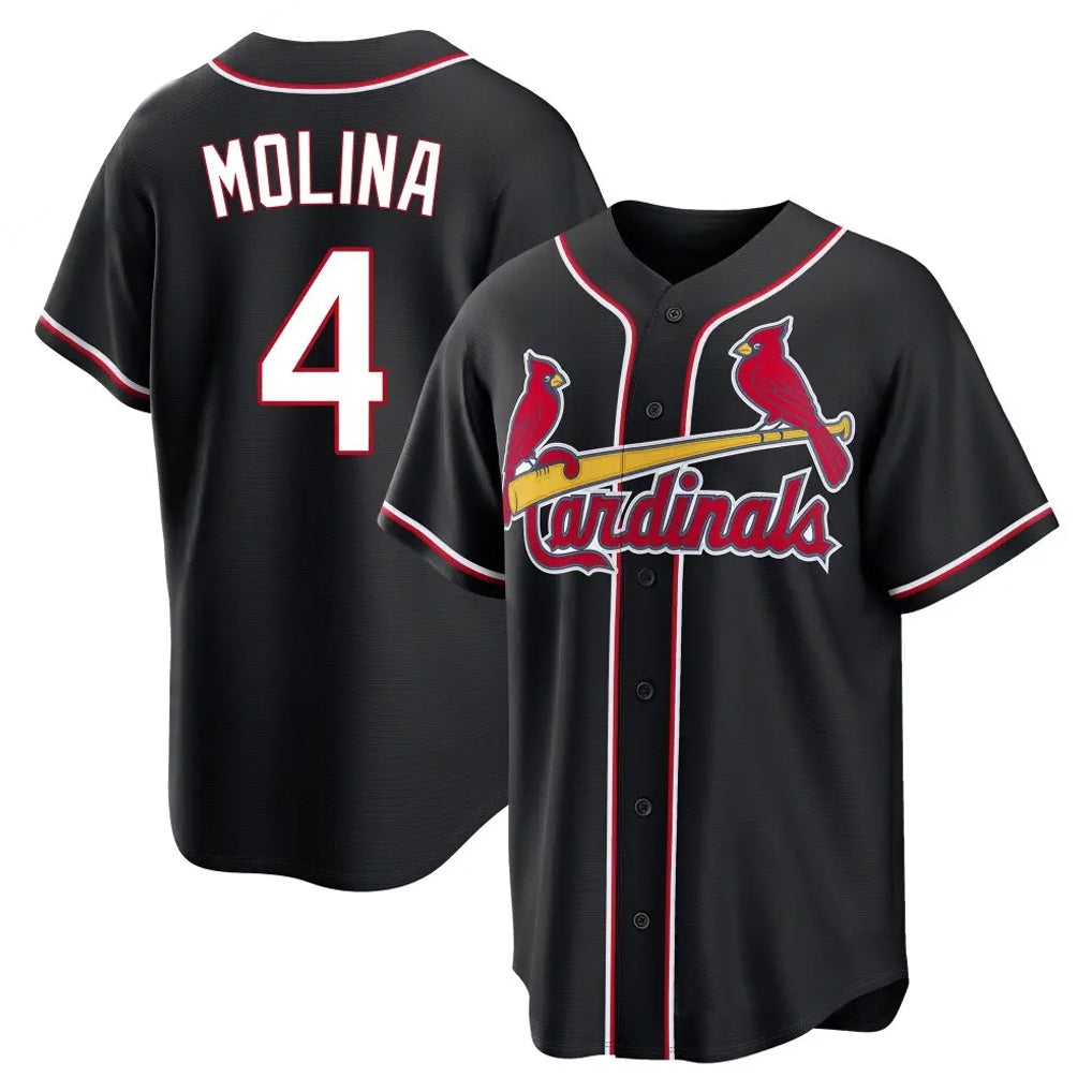 St. Louis Cardinals #4 Yadier Molina Player Black Carbon Fashio Game Fdoa Stitched Jerseys