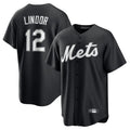 NY.Mets #12 Francisco Lindor Player Black Home Game Fdoa Stitched Jerseys
