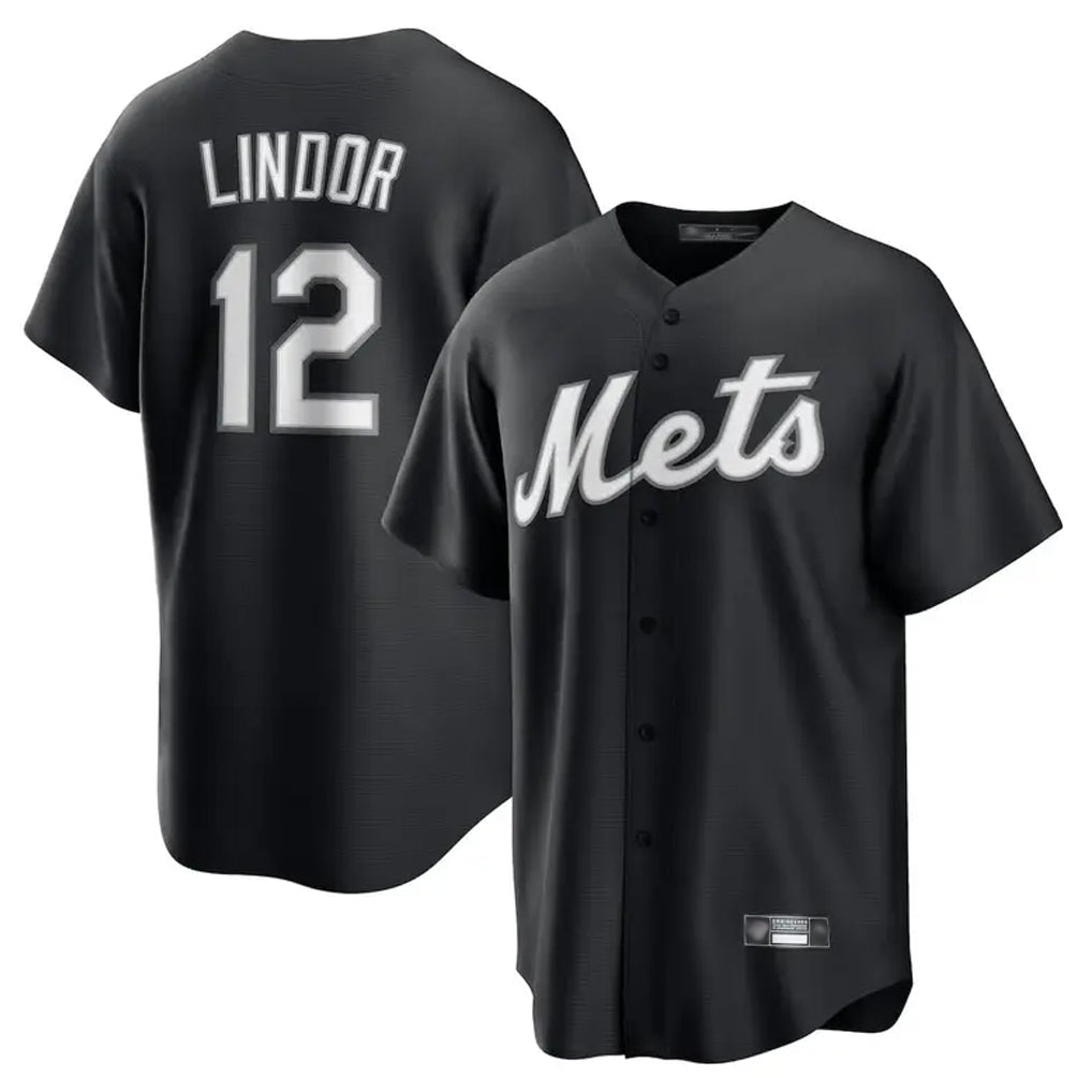 NY.Mets #12 Francisco Lindor Player Black Home Game Fdoa Stitched Jerseys