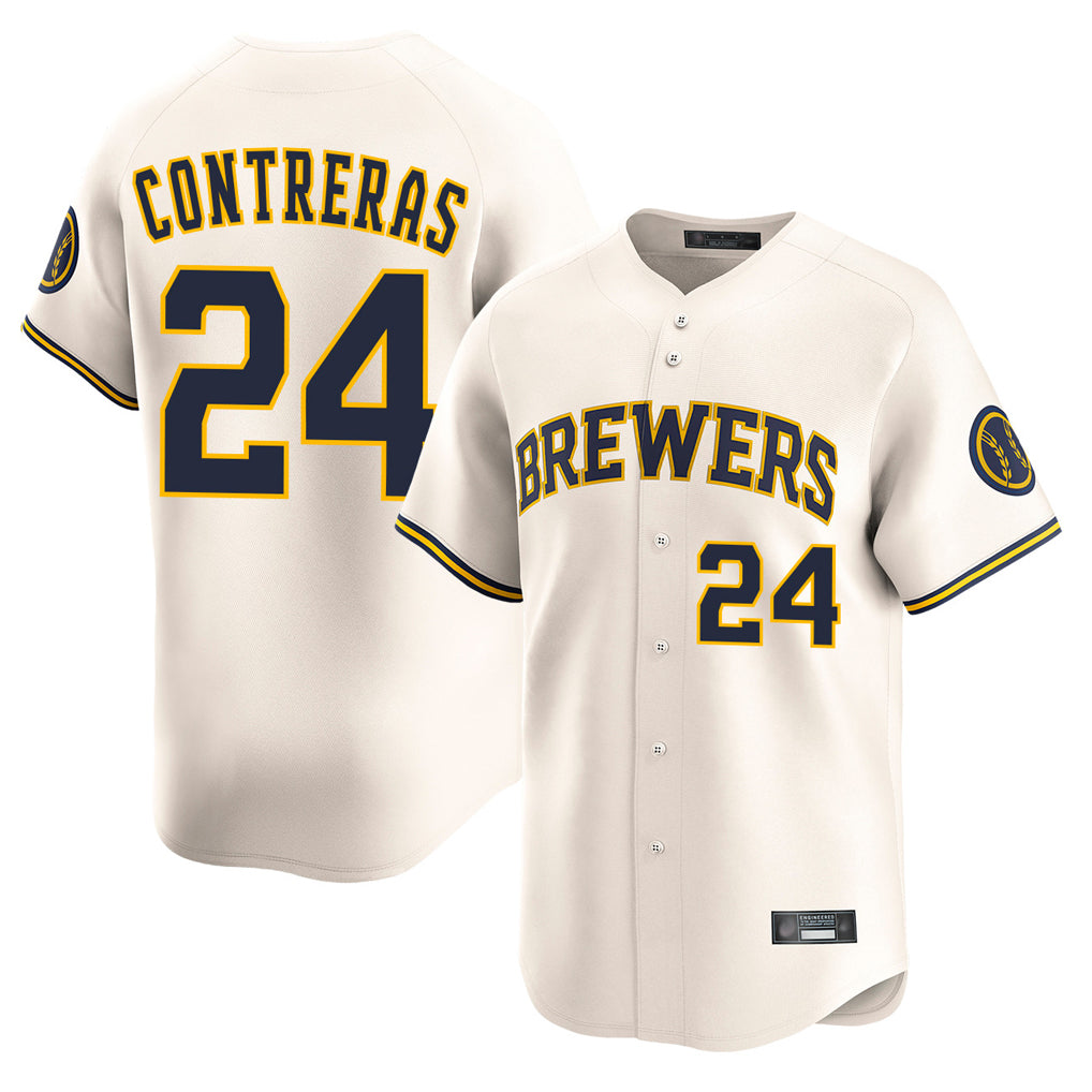 M.Brewers #24 William Contreras Player Cream Home Limited Game Fdoa Stitched Jerseys