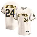 M.Brewers #24 William Contreras Player Cream Home Limited Game Fdoa Stitched Jerseys