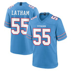 T.Titans #55 JC Latham Player Light Blue 2026 Game Home Gdoa Stitched Jerseys