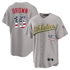 Athletics #15 Seth Brown Player Gray USA 250 Fourth of July Home Game Gdoa250Ys Stitched Jerseys