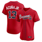 A.Braves #13 Ronald Acuna Jr Player Red Limited Elite Home Game Gdoa Stitched Jerseys