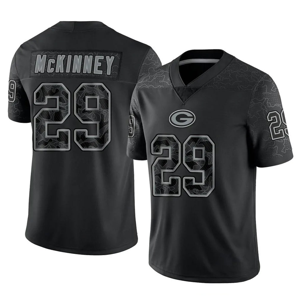 GB.Packers #29 Xavier McKinney Player Black Reflective Limited Home Game Gdoa Stitched Jerseys
