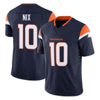 D.Broncos #10 Bo Nix Player Navy Limited Vapor F.U.S.E. Home Game Gdoa Stitched Jerseys
