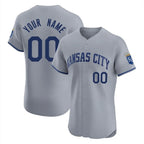 Cusotm KC.Royals Gray Limited Elite Home Game Any Name & Number Gdoa Stitched Jerseys