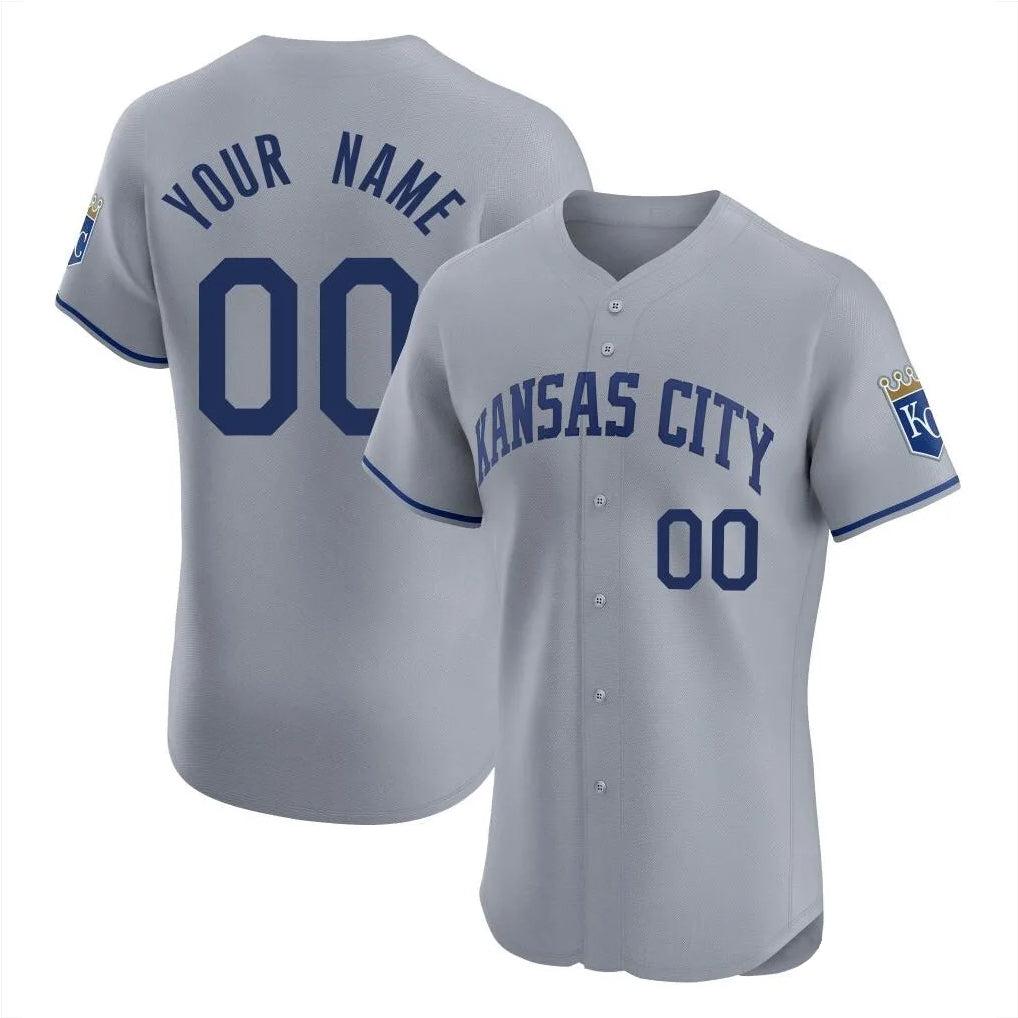 Cusotm KC.Royals Gray Limited Elite Home Game Any Name & Number Gdoa Stitched Jerseys