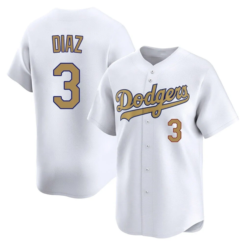 LA.Dodgers #3 Edwin D¨ªaz Player Gold Collection Limited Home Fdoa Stitched Jerseys