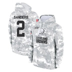 C.Browns #2 Shedeur Sanders Player Arctic Camo Salute to Service Hoodies Limited Game Gdoa Stitched Jerseys