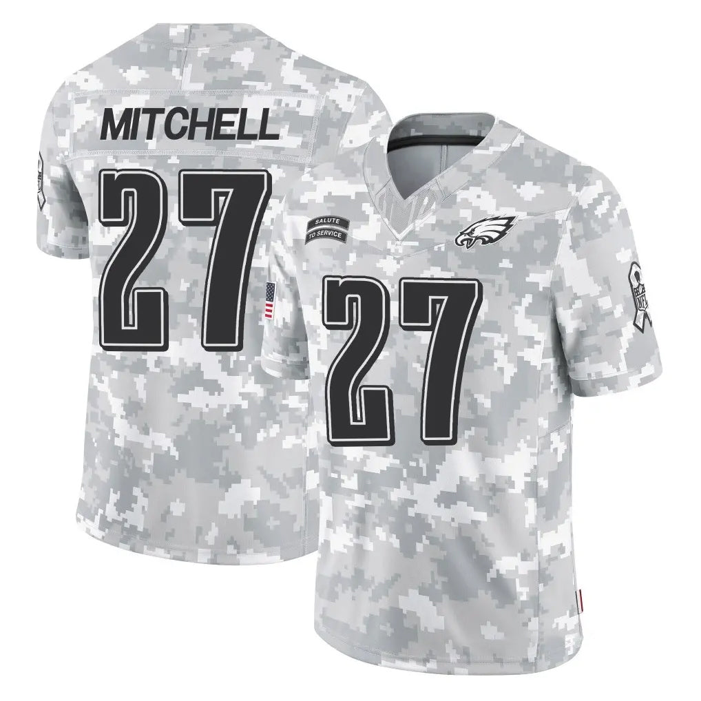 P.Eagles #27 Quinyon Mitchell Player Arctic Camo Salute to Service Limited Game Gdoa Stitched Jerseys