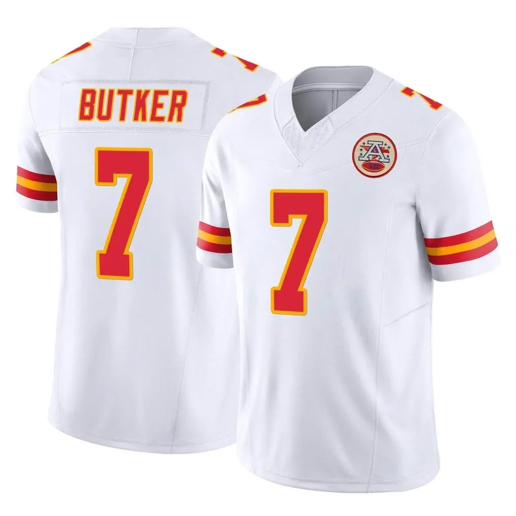 KC.Chiefs #7 Harrison Butker Player White Limited Vapor F.U.S.E. Home Game Gdoa Stitched Jerseys