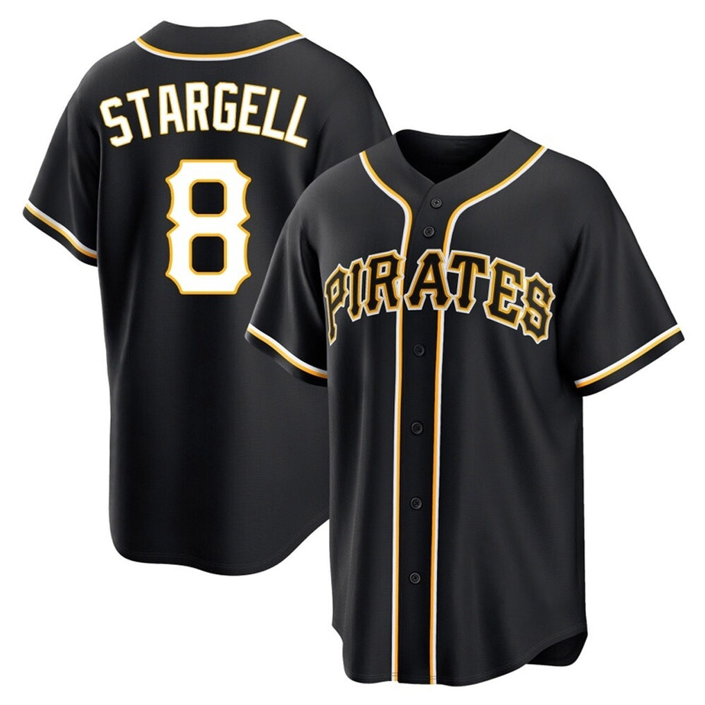P.Pirates #8 Willie Stargell Player Black Fashion Out Home Game Fdoa Stitched Jerseys