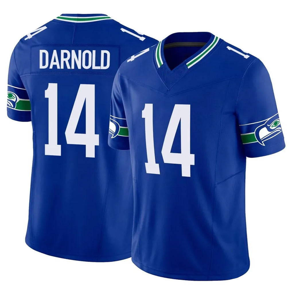 S.Seahawks #14 Sam Darnold Player Royal Limited Throwback Vapor F.U.S.E. Home Game Gdoa Stitched Jerseys