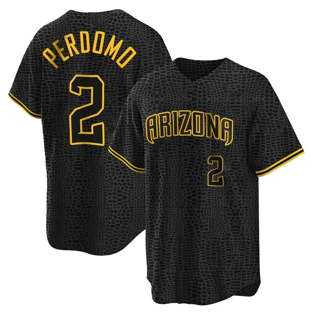 A.Diamondbacks #2 Geraldo Perdomo Player Black Snake Skin City Home Game Gdoa Stitched Jerseys