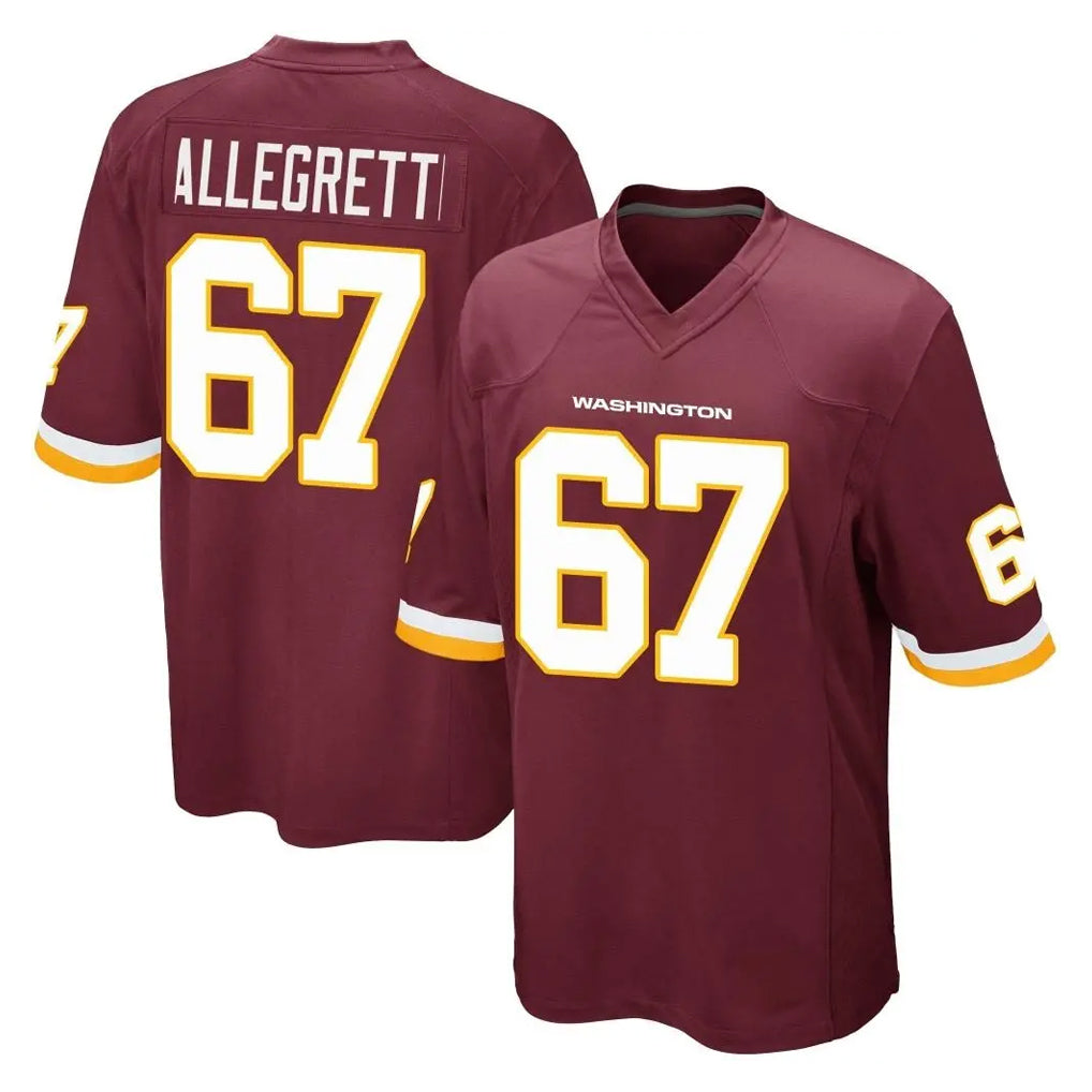 W.Commanders #67 Nick Allegretti Player Burgundy Team Color Home Game Gdoa Stitched Jerseys