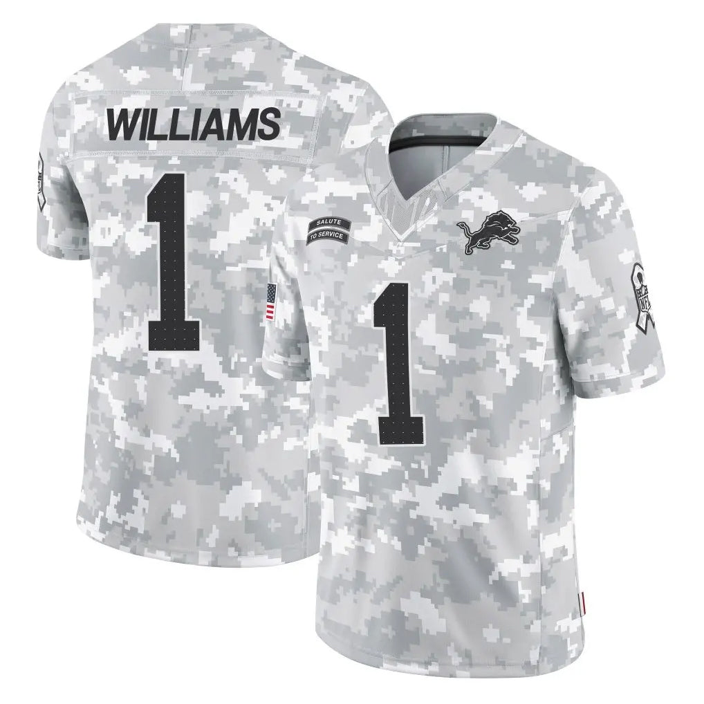 D.Lions #1 Jameson Williams Player Arctic Camo Salute To Service Limited Gdoa Stitched Jerseys