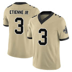 NO.Saints #3 Travis Etienne Jr. Player Gold Limited Vapor F.U.S.E. Home Game Gdoa Stitched Jerseys