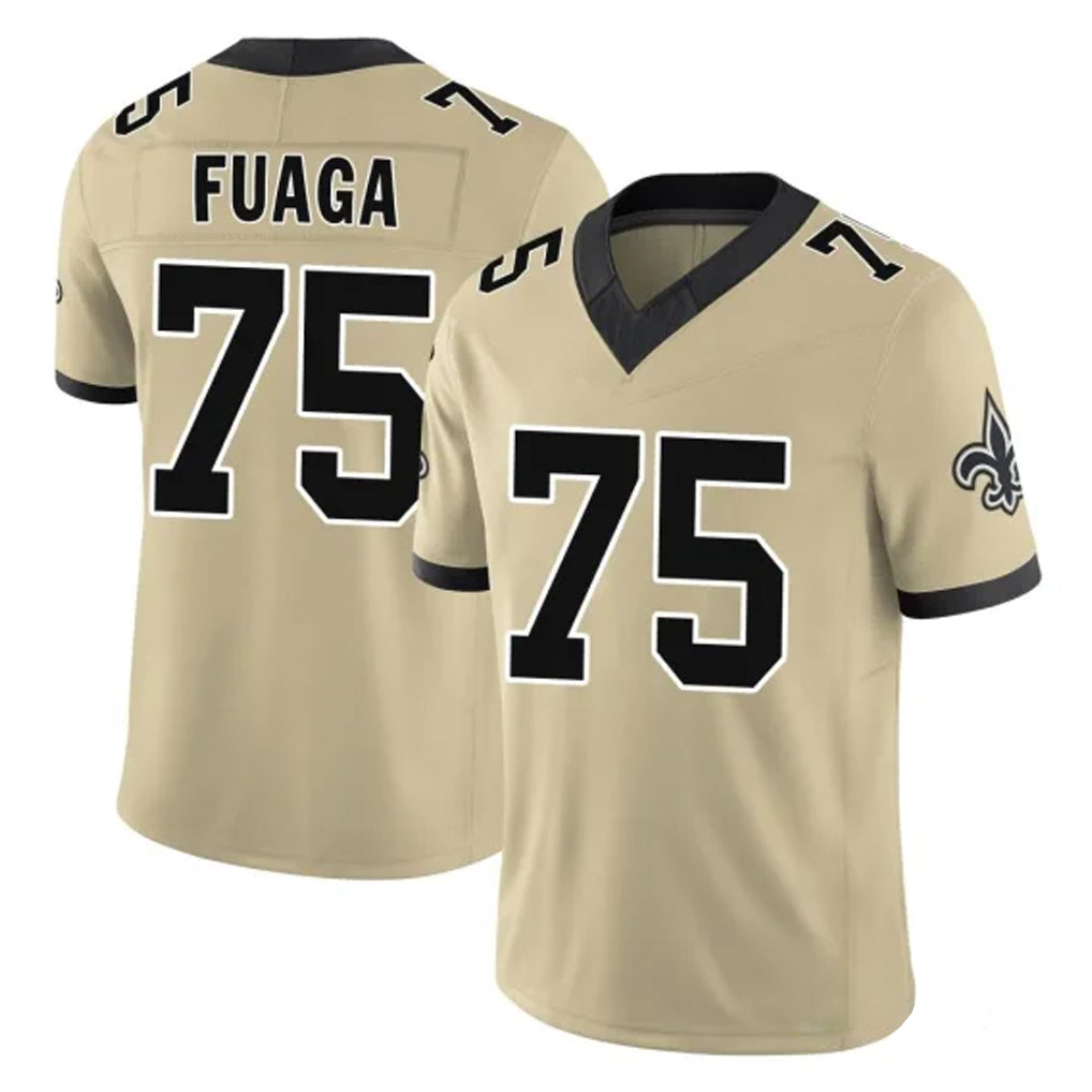 NO.Saints #75 Taliese Fuaga Player Gold Limited Vapor F.U.S.E. Home Game Gdoa Stitched Jerseys