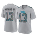 C.Panthers #13 John Metchie III Player Gray Atmosphere Fashion Game Gdoa Stitched Jerseys