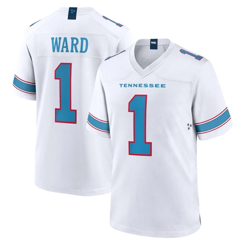 T.Titans #1 Cam Ward Player White 2026 Game Home Gdoa Stitched Jerseys