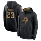 M.Vikings #23 James Pierre Player Black Salute to Service Hoodies Limited Game Gdoa Stitched Jerseys