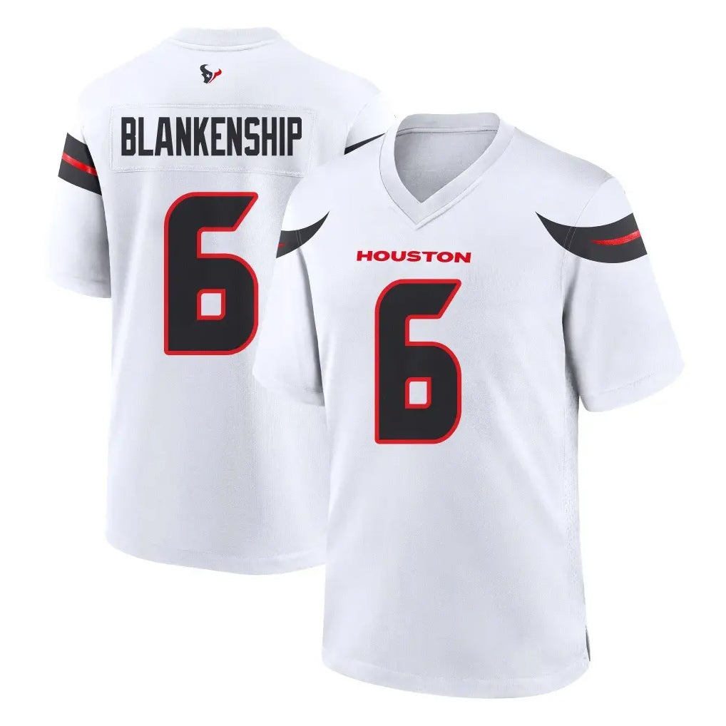 H.Texans #6 Reed Blankenship Player White Home Game Gdoa Stitched Jerseys