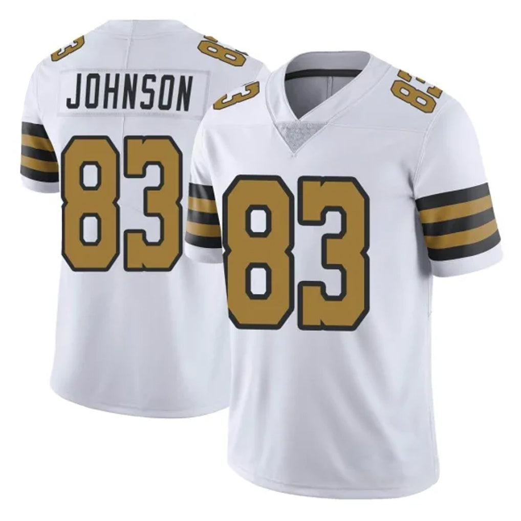 NO.Saints #83 Juwan Johnson Player White Limited Color Rush Home Game Gdoa Stitched Jerseys